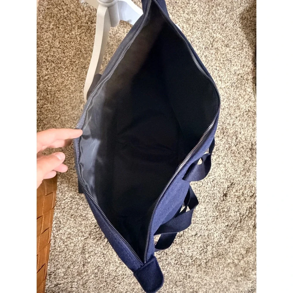 Coach Fragrance Navy Blue Canvas Tote Bag Travel Duffel Gym Bag with Strap